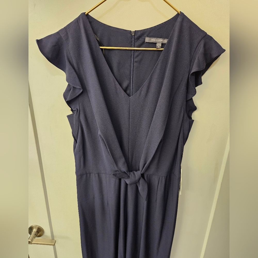 NWT - Julia Jordan Navy Flutter Sleeve Jumpsuit w Tie Front Waist - Size 16. - Picture 5 of 12